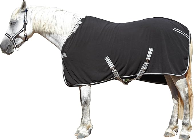 Horse Fleece Cooler, Blanket Liner - 300g Anti-Pilling Fleece, Moisture-Wicking, Cooling & Drying for Post-Workout, Bath & Travel, Prevent Overheating & Chilling Black 69