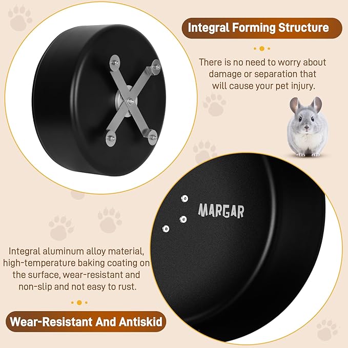 MARGAR 15" Aluminum Alloy Chinchilla Exercise Wheel,Silent Running Wheel for Chinchillas, Hamsters or Other Small Pets