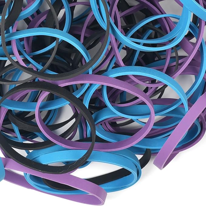 AMUU Rubber Bands Size #64 227g/0.5 lb Purple Blue Black Rubber Bands for Office Supplies Home Money File Folders Strong Elastic Bands