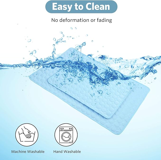 SHEJIZE Dog Cooling Mat Dog Cooling Pad Self Cooling Blanket, Washable Cooling Mat for Dogs, Pet Cooling Mat Keeps Pets Cool in Summer Heat, Resuable Fabric Cooling Mat (Blue, 28x22inch)
