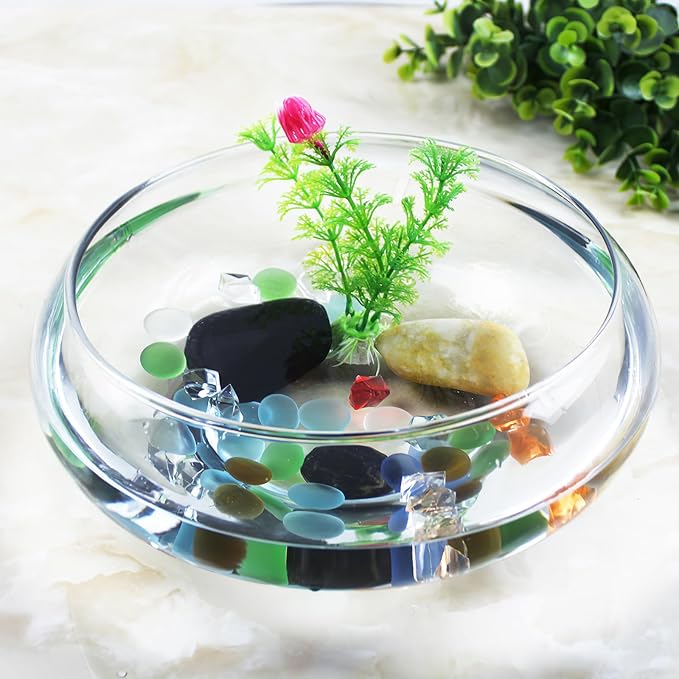 Large Clear Plastic Fish Bowl Round Terrarium Vase Goldfish Bowl Hydroponic Vase Water Lily Succulent Planter for Wedding Party Home Decor