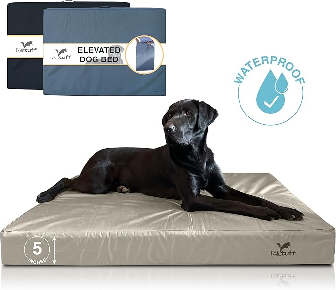Elevated Dog Bed | Orthopedic Memory Foam | Large and Medium Dogs | Removable and Washable Cover | Waterproof Liner | Extra Large Gray