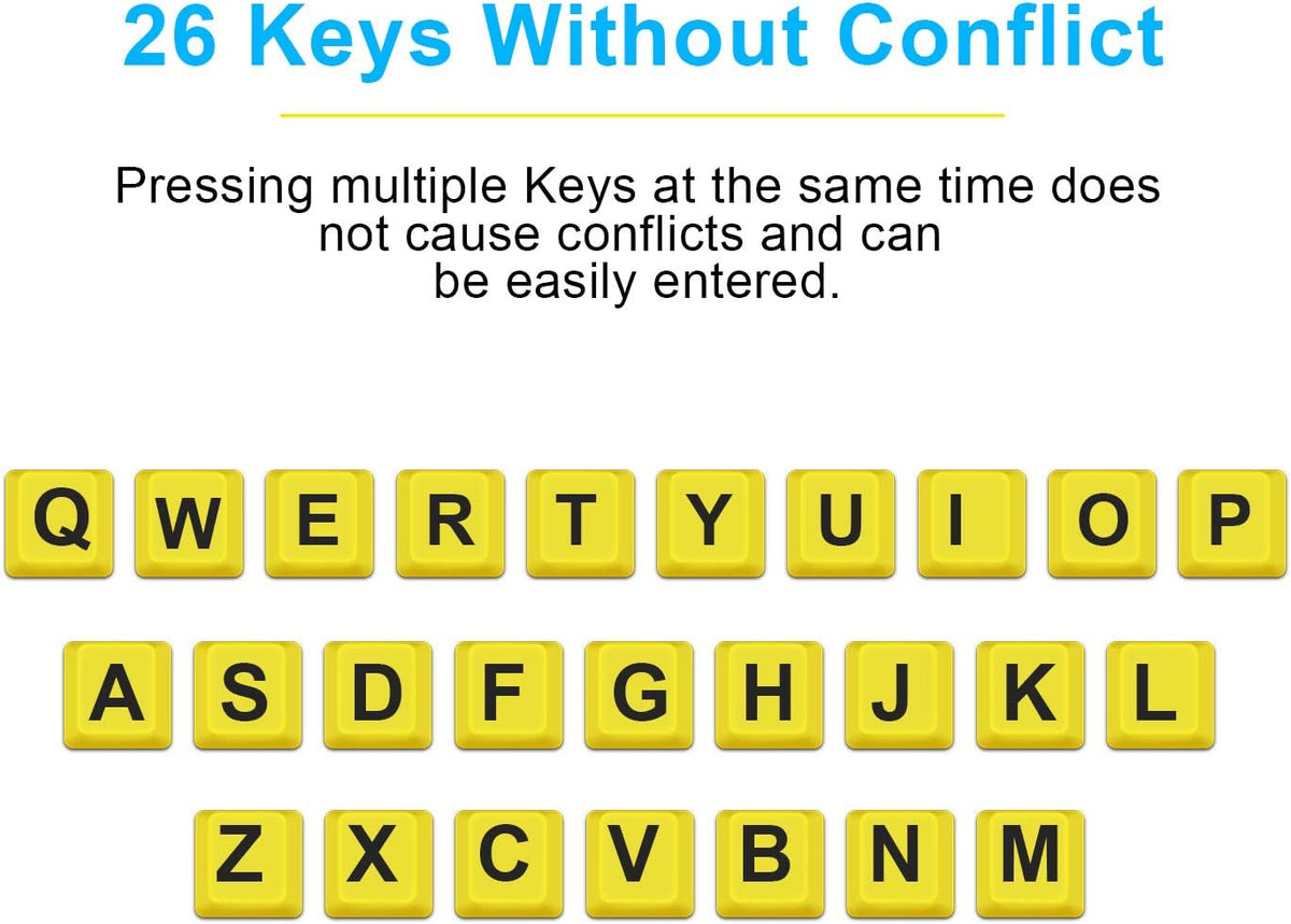 BOOGIIO Large Print Computer Keyboard, Wired USB High Contrast Keyboard with Oversized Print Letters for Visually Impaired Low Vision Individuals (Yellow+Black)