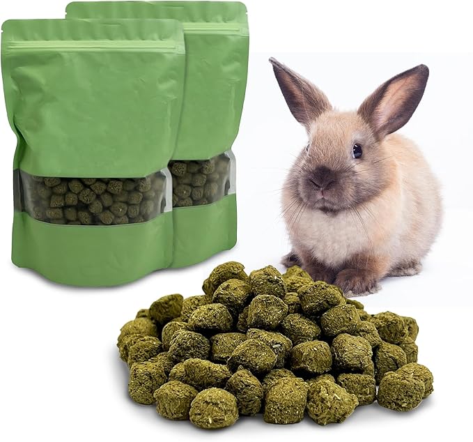 PINVNBY 2 PCS Rabbit Timothy Hay Cubes - 14oz, Natural Chew Toys for Rabbits, Guinea Pigs, Chinchillas & Small Animals