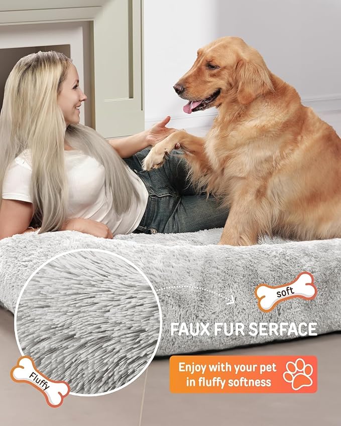 YEFU Human Dog Bed for Adult : Dog Bed Large Size for Human People Pet Kids - Human Sized Dogs beds 79"x45"x12" - Dogs Humans Beds Comfortable Foam Washable for Sleep Nap in Bedroom Light Grey