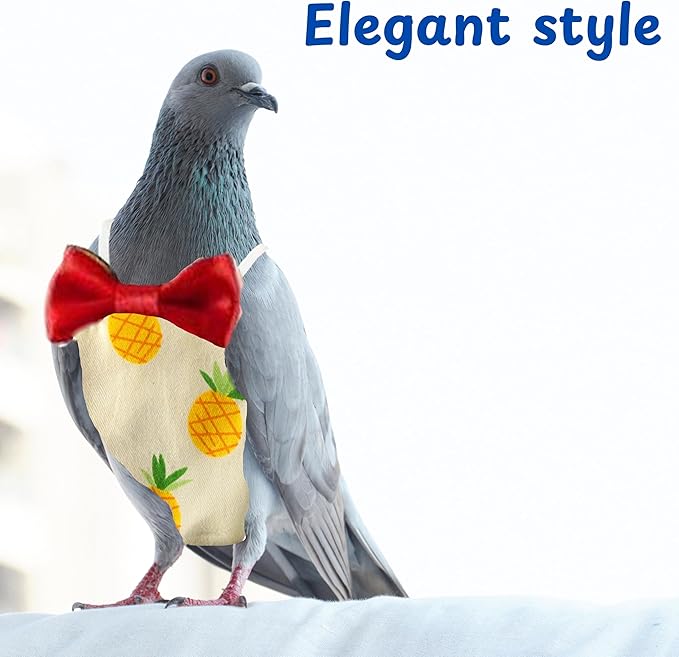 Birds Pigeon Diaper Pants Harness and Leash, Bird Diapers for Pigeons and Leash Harness, Diapers for Birds Cockatiel Parrot, Parakeet Diaper, Pigeon Pants, Parrot Clothes for Bird (XL-Pineapple)