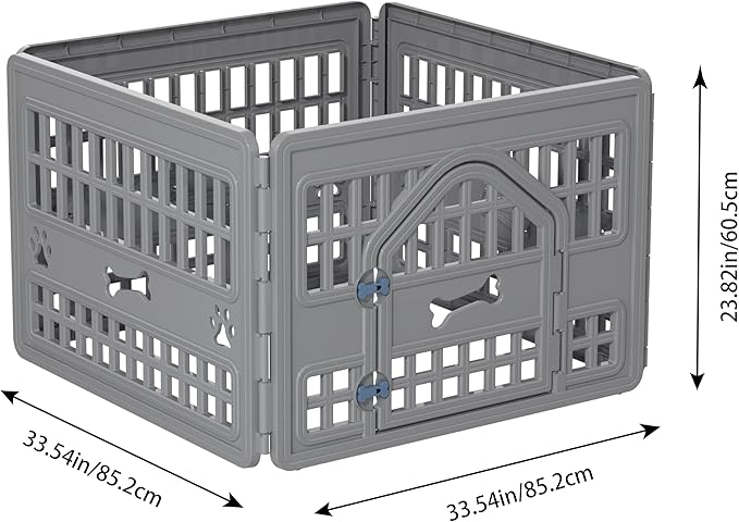 4-Panel Dog Pen Indoor Resin Dog Crate Easy Assemble, Fold It Down, for Dogs Indoor Small, Portable Dog House for Puppies