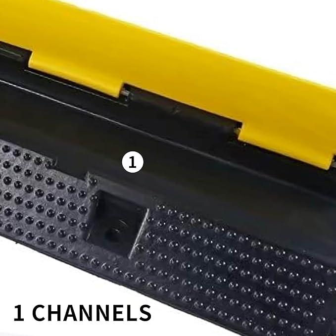 Cable Ramp Cable Protector Ramps Wire Hose Protective 1 Channel Traffic Rubber Plastic Cord Cover Speed Bump for Asphalt Concrete Gravel Driveway Outdoor, 3 Packs