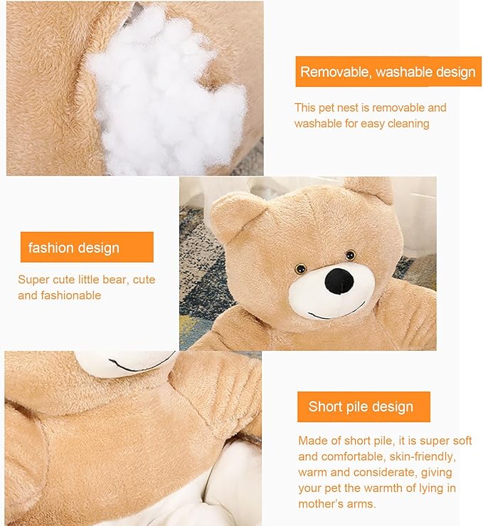 Dog Sofas & Chairs, pet Shape Sofa, Slip Resistant Dog cat Furniture, Adorable Bear Shaped Pet Sofa Bed, Washable Dog cat Couch, Plush Soft Couch for Dogs and Cats XL(bottomDiameter77cm) Grey