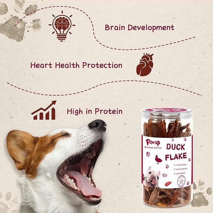 PAWUP Dog Treats Duck Jerky Chip Flakes &Duck Strips, High Protein Dog Training Rewards, Rawhide-Free, Gluten-Free