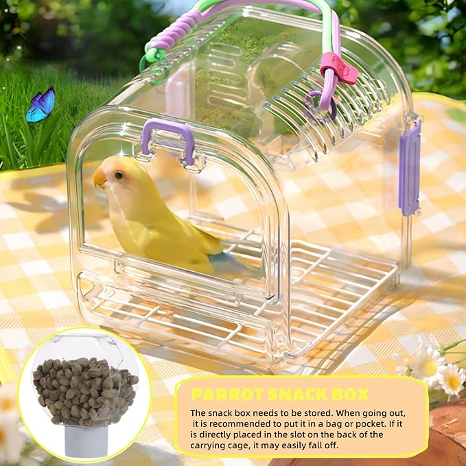Portable Plastic Bird Cages，Travel Bird Cage,Lightweight Waterproof Ventilated Small Bird Cage,Outdoor Use Easy to Carry,for Small Birds, Budgies and Pet Birds (Yellow, B)