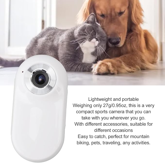 Sorandy Pet Sport Camera, 1080P Dog Tracker Collar, Upgrade 360° Rotating Cat Camera Collar with 6 Layer Optical Glass Lens, 170° Wide Angle Video Image, 2‑3 Hours Working Time