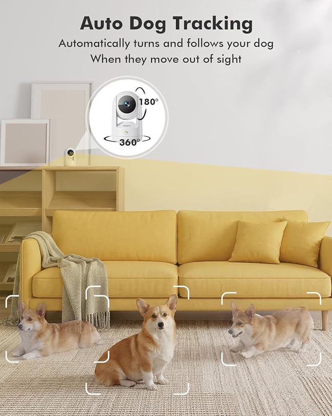 Dzees 2K Indoor Security Camera 4 Pack, 360 Degree WiFi Pet Camera with Phone App, 5G and 2.4G, Wired Home Camera with 2-Way Audio, Motion Tracking, Night Vision, White