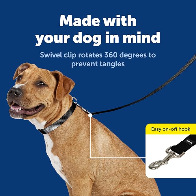 PetSafe Nylon Leash - Chew-Resistant Cat & Dog Behavioral Training Leash - Compatible with Easy-Walk Harness - Traditional-Style Reliable Pet Lead with a Padded Hand Wrap - 3/4" x 4' - Black