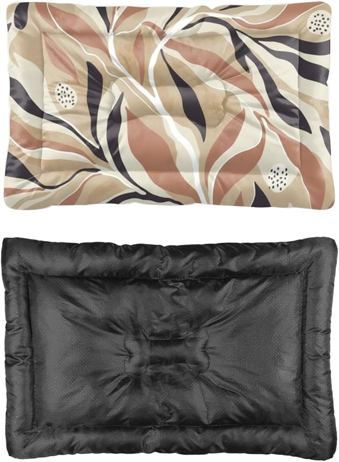 Modern Earthy Leaves Outdoor Dog Bed Small Dog Crate Mat Bed Pads for Crates for Crate Washable Non-Slip Medium Dogs Pad Mat Products Dogs Indoor Outdoor 36X24 Inch