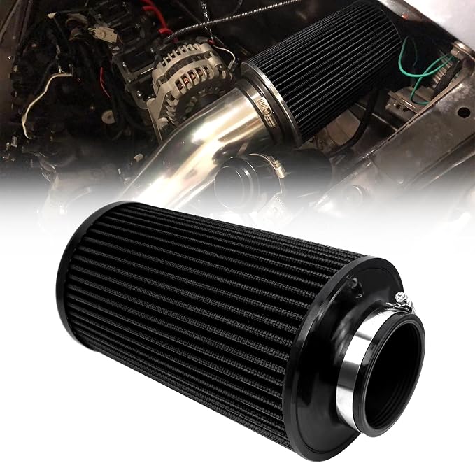 RYANSTAR 76mm 3" High Flow Round Tapered Cone Cool Air Filter Cleaner