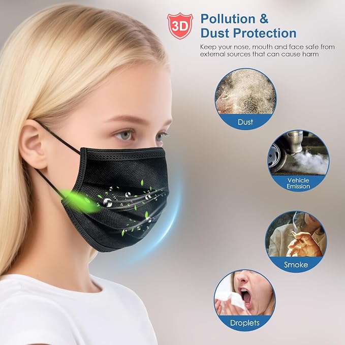 NNPCBT 5 Color Disposable Face Masks 100 Pack, 3-Ply Breathable Mask