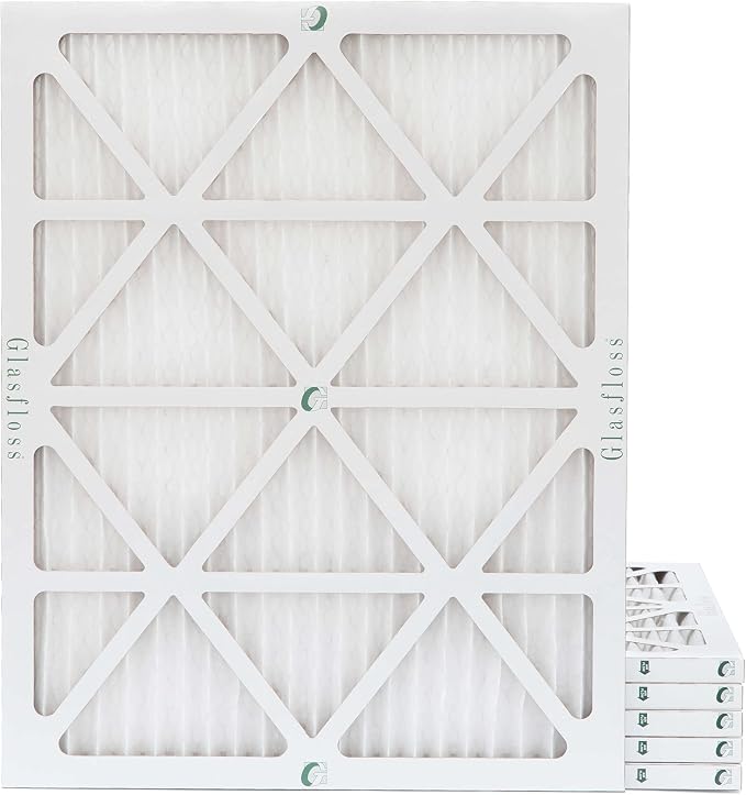 Glasfloss 20x30x1 MERV 10 Pleated Air Filters Box of 6. Actual Size: 19-5/8 x