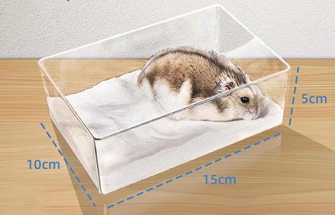 Cumuiu Hamster Sand Bathroom Clear Acrylic Toilet Tray Bathroom for Hedgehog Squirrel Hamster Guinea Pigs and Small Animal (Small)