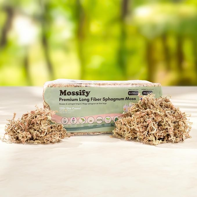 Mossify Premium Sphagnum Moss for Plants 50g, 1.8 Oz - Long Fiber Moss for Plants Indoor, Orchids, Terrariums, Gardening, Reptiles – Moisture Plant Moss for Propagation, Soil & Habitat Bedding