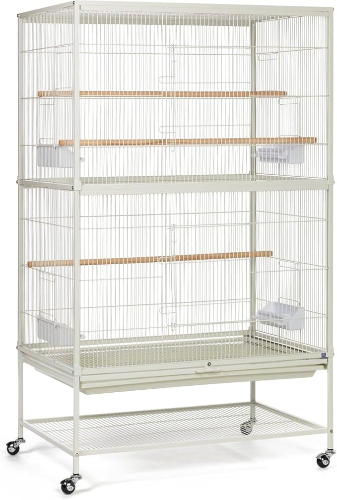 French Fabulous Iron Flight Cage with Elegant Ironwork, Spacious Interior, Durable Construction, and Ample Room for Birds to Fly, Play, Chalk White/53 H