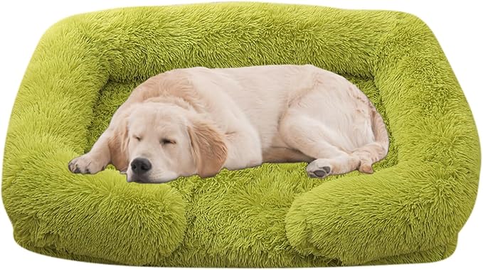 Dog Beds Large Sized dog Orthopedic, Sofa Dog Bed with Waterproof Lining and Nonskid Bottom, Rectangle Washable Dog Bed for Medium Small Dogs and Cats Comfortable ( Color : Green , Size : 31 x 21" )
