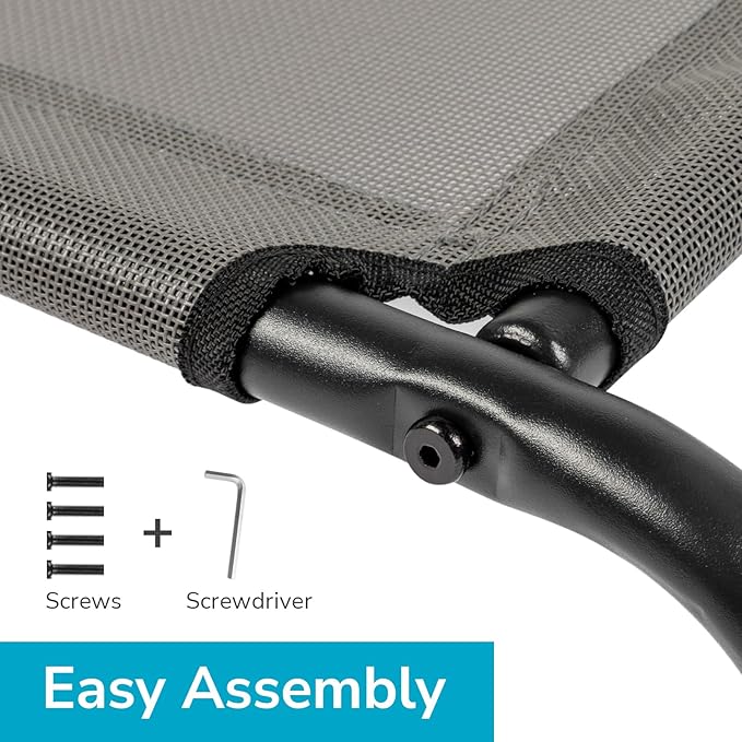 Elevated Dog Bed Raised for Large Sizes Dogs, Portable Outdoor Dog Cot, Installation Requires No Tools, Frame with Washable Cooling Breathable Mesh Anti-Slip Feet, Indoor Pet Bed Cots, 50 Inches Gray