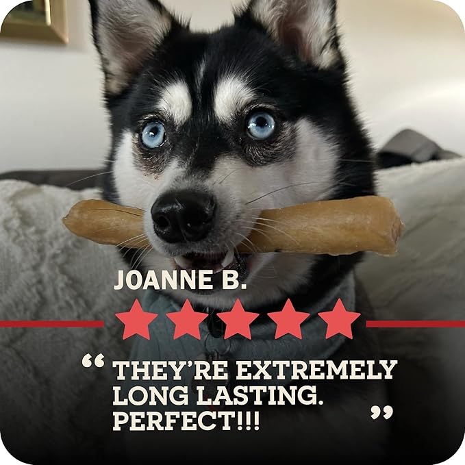 Beef Collagen Sticks - Long Lasting Chews. Bully Sticks Alternative, High Protein Dental Treats with Natural Collagen for Dogs. Supports Joint, Skin & Coat Health