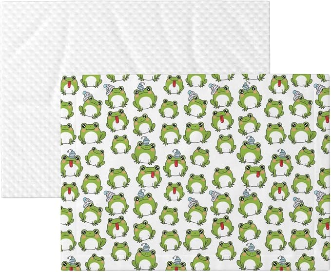 Two Sided Plush Pet Blanket for Crates Carriers Home Use, Cute Frog, Reversible Throw with Cozy Dot Fabric and Silky Reverse for Small Large Pets