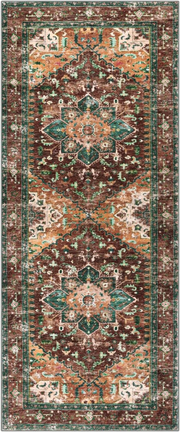 Yamaziot Washable Runner Rug, 2x5 Non-Slip Boho Vintage Hallway Rug Runner