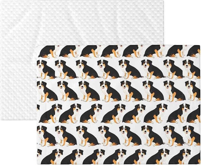 Double Sided Plush Pet Blanket for Small Large Animals, Australian Shepherds Dogs, Reversible Throw with Dimpled Dot Side and Flat Side for Kennels Living Rooms