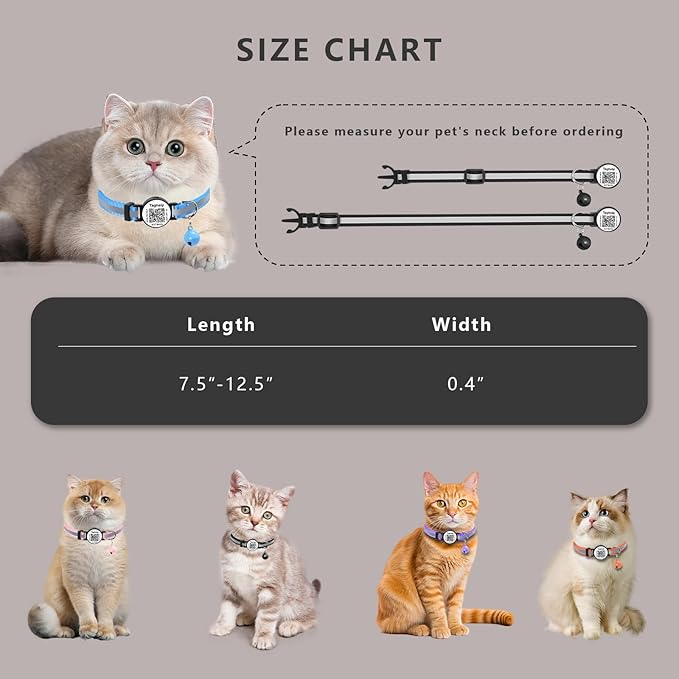 Smart QR Code Cat Collar 2-Pack, Breakaway Reflective Collar with Digital ID Tag - The Smart Upgrade to Personalized Name Collars, Adjustable with Bell (Yellow & Green)