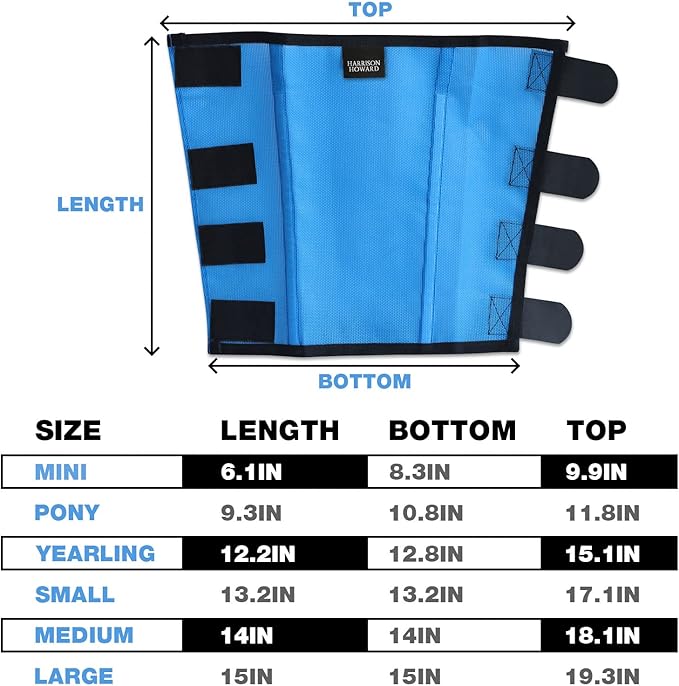 Harrison Howard Loose Fitting Fly Boots UV-Protective Extra Tough Mesh Ventilated Four Fasteners Stay-on Design Protect Horse Legs & Stomp-Reducing Set of 4 Sky Blue Large