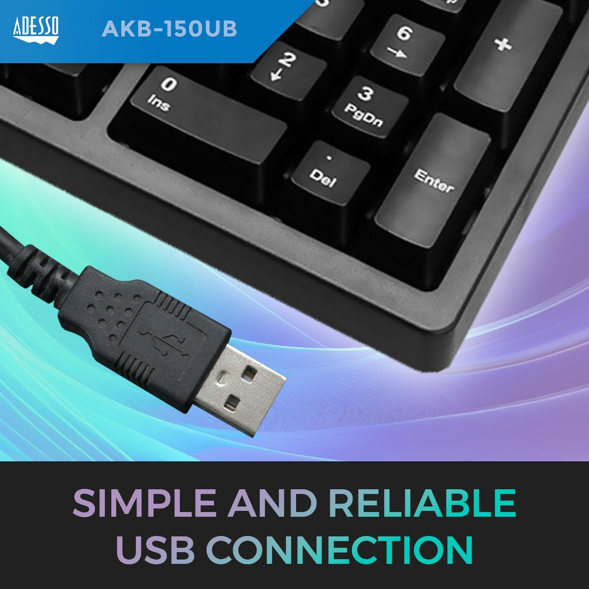 Adesso Ergonomic USB Keyboard, 105-Key US Layout AKB-150UB