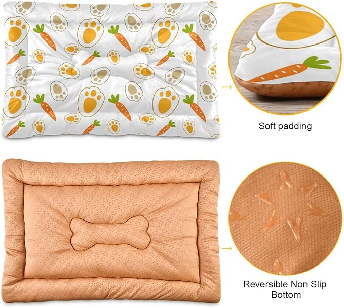 Pet Bed Rabbit Paw Carrot Dog Bed Mat Absorbing Non Slip Pad Pet Sleeping Mat for Small, Medium, and Large Dogs Puppy Cat 36 in x 24 in