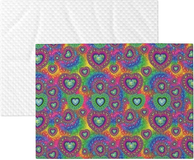 Double Sided Plush Pet Blanket with Cozy Dot Texture and Smooth Reverse, Tie Dye Psychedelic Purple Love Heart, Reversible Throw for Dogs Cats on Couches Beds Crates