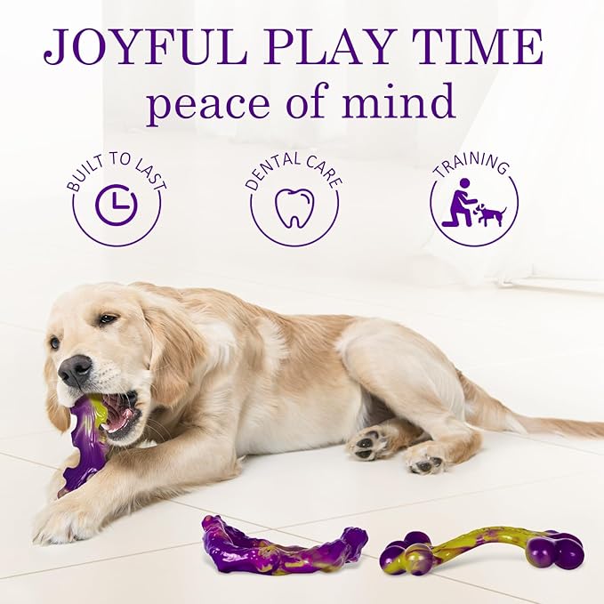 Tough Dog Toys for Aggressive Chewers 3 Pack, Indestructible Dog Toys for Large Dogs, Dog Chew Toys, Aggressive Chew Toys to Keep Them Busy, Dog Bones for 15-100lbs Puppy/Medium/Large Breeds