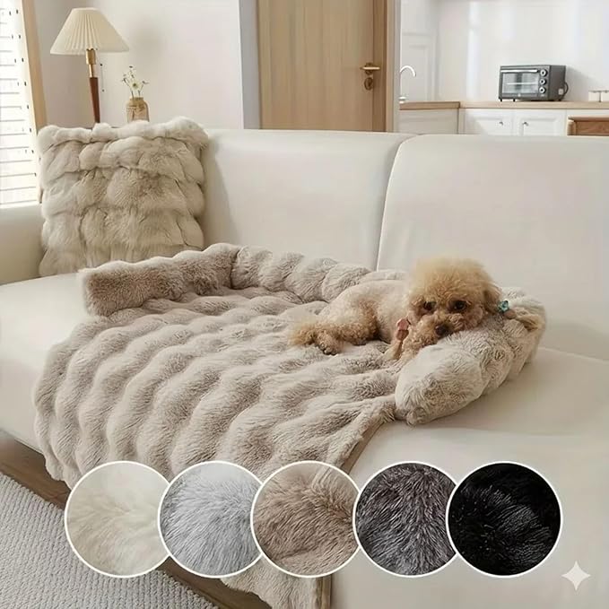 Cloud Pet Sofa Bed, Ultimate Comfort Warm Couch Cover with Fluffy Plush, Anti-Slip Machine Washable Pet Bed Easy to Maintain for Furniture Protector (Black(29.5 * 29.5in))
