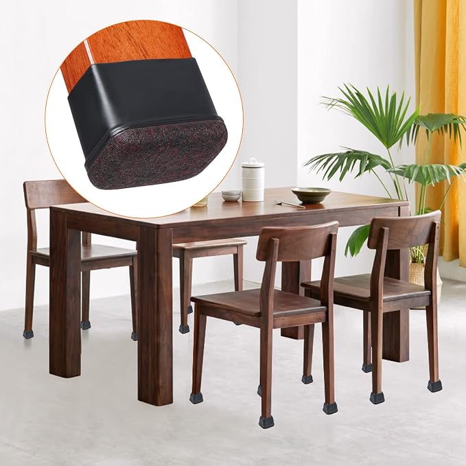Ezprotekt 16 Pcs Rectangle Silicone Chair Leg Floor Protectors, Felt Rectangle