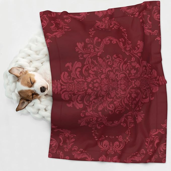 Waterproof Dog Blanket Soft Pet Blanket for Puppy Cat, Fleece Cat Throw Blankets for Furniture Bed Couch Sofa Reversible - Vintage Burgundy