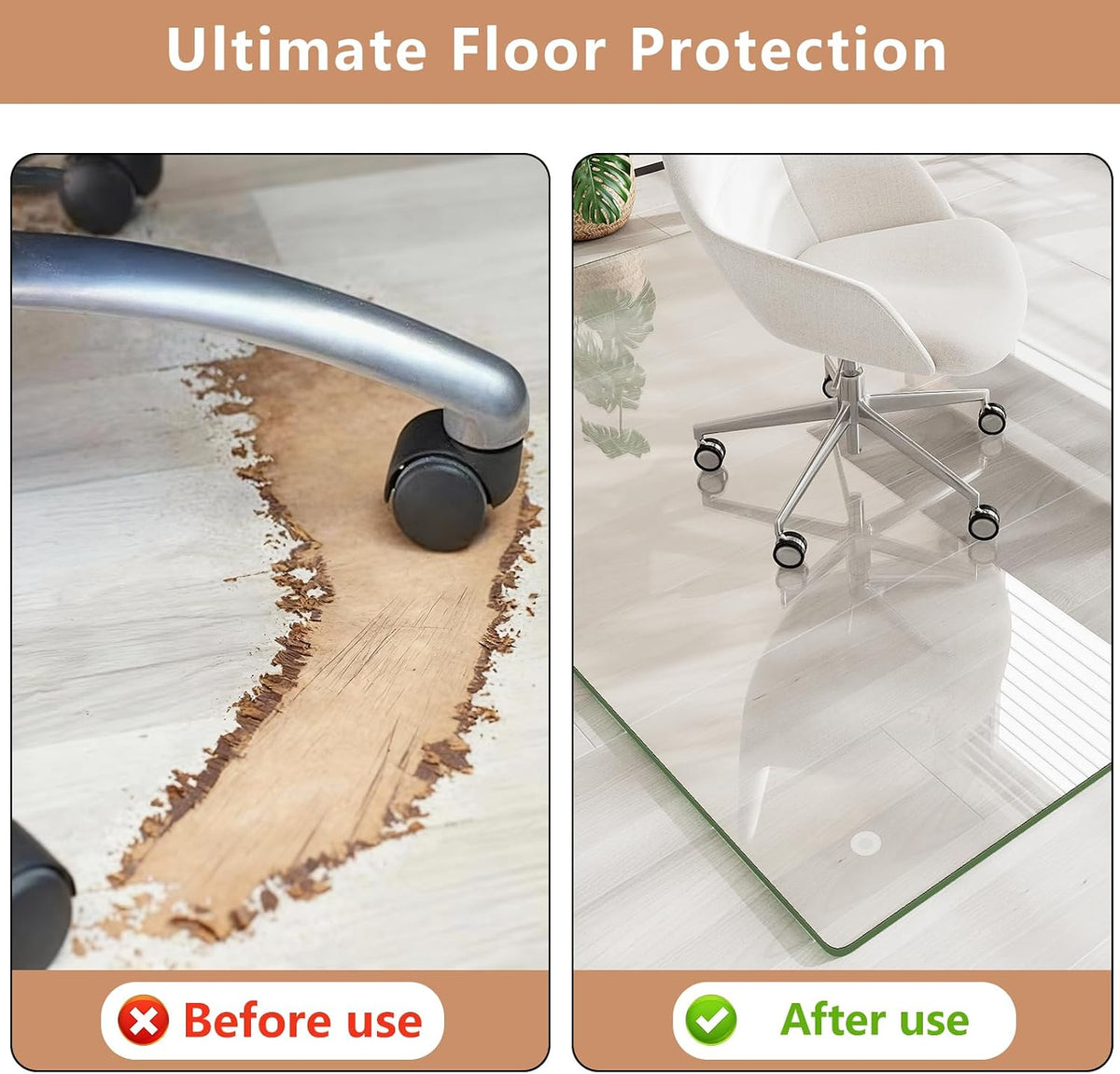 42" x 48" Tempered Glass Chair Mat for Carpet & Hard Floors
