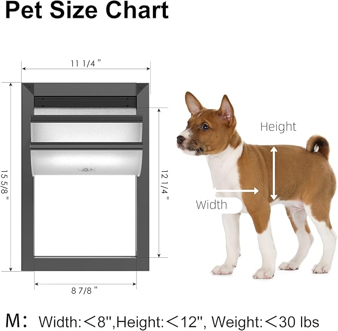 Rescumascer Medium Dog Door for Door, Doggie Door with Aluminum Frame, Dog Door for Medium Dogs and Large Cat up to 30lbs