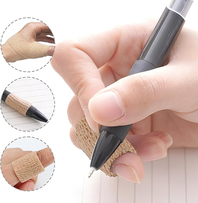 OK TAPE Self Adherent Cohesive Bandages Wrap - 24Packs, 1" x 5 Yards, Non-Woven Self Adhesive Bandage Wrap for Thumb, Finger, Wrist, Ankle, Vet Wrap Bandages Tape (Beige)
