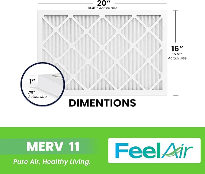16x20x1 Air Filter – 6 Pack, MERV 11 Pleated HVAC & Furnace Filter,