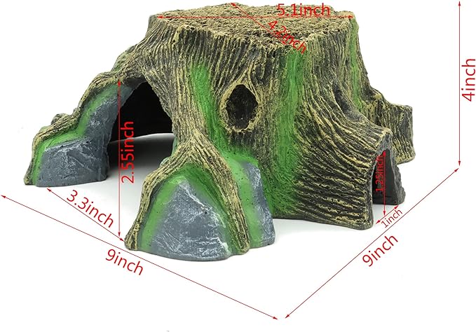 JIHAQUA Resin Large Turtle Tank Accessories Reptile Hideouts Cave Habitat Decor for Gecko Leopard Lizards Toad