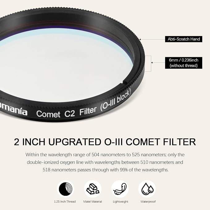 Astromania Telescope Filter 2 Inch Upgrated O-III Comet Filter Narrowband