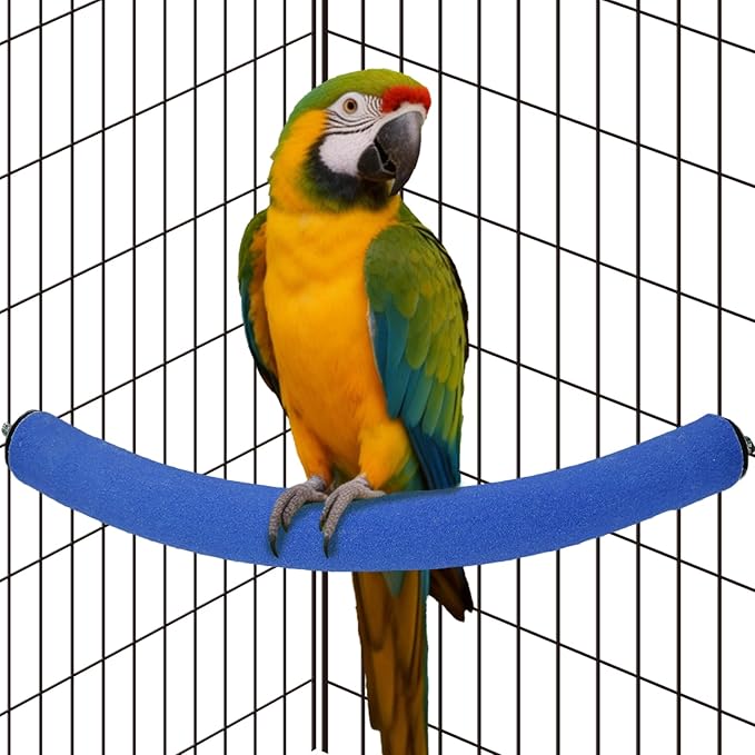 Rypet Parrot Perch Stand Toy Used for Cage Corner for Paw Grinding Clean Stick Exercise, Rough-Surfaced Quartz Bird Perch Standing Cage Accessorie for for Small Parakeets Cockatiel Conures (Blue XL)