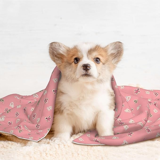 Pet Blanket for Couches and Beds, Pink Cheetah Leopard, Reversible Double Sided Plush Design with Soft Bumpy Texture and Smooth Surface, Furniture Protector