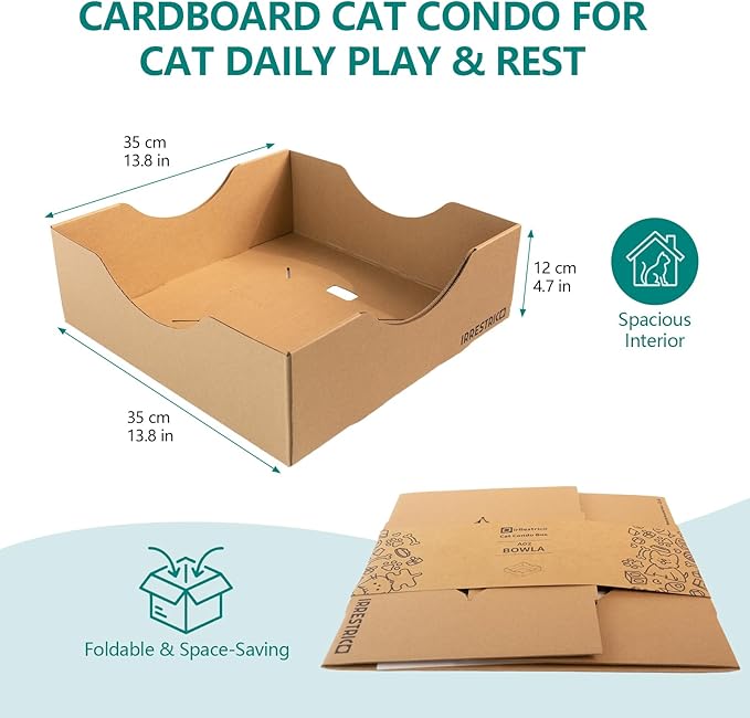 Modular Cardboard Cat Condo System, Bowl-Shaped Cat Bed Module, Foldable Stackable DIY Cat House for Indoor Cats