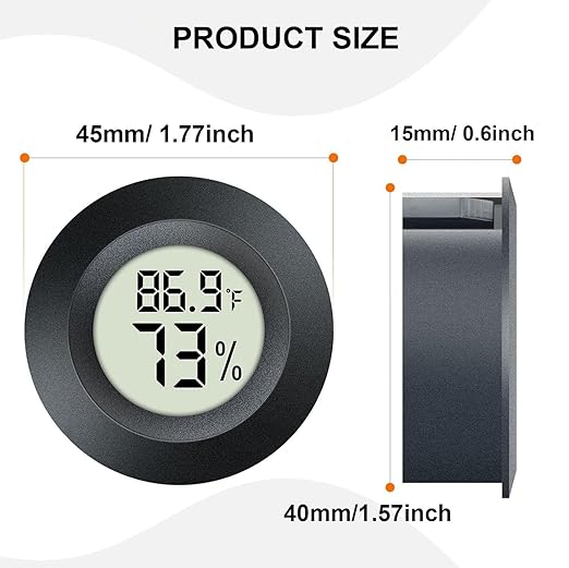 6 Pack Hygrometer Thermometer Digital Humidity Meter Indoor/Outdoor Humidity Monitor Reptile Thermometer for Greenhouse Humidors Terrarium Jars ℉/ ℃(6)